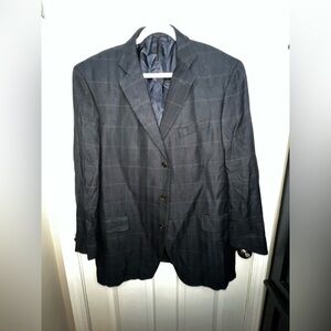 Dei Giovani Fratelli Tallia Men’s 40L Navy Check Wool Sport Coat Suit Jacket 40